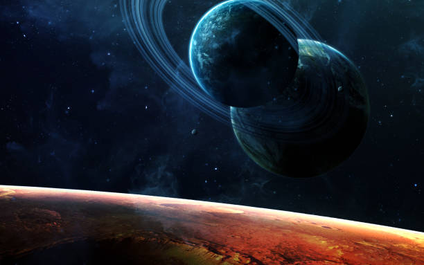 istock Deep space art. Nebulas, planets galaxies and stars in beautiful composition. Awesome for wallpaper and print. Elements of this image furnished by NASA 647421554