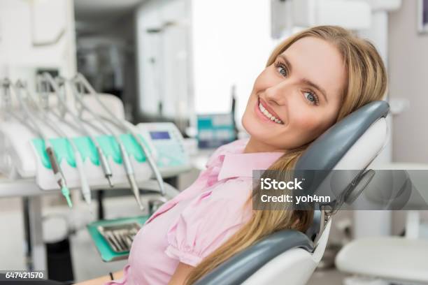 Beauty Procedure At Dentist Stock Photo - Download Image Now - Dentist, Dentist's Chair, Patient
