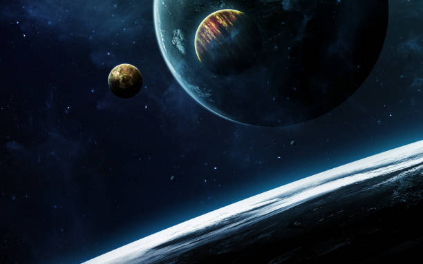 istock Deep space art. Nebulas, planets galaxies and stars in beautiful composition. Awesome for wallpaper and print. Elements of this image furnished by NASA 647421586