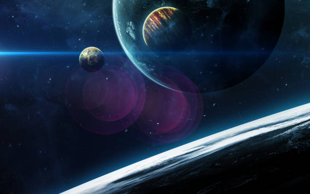 istock Deep space art. Nebulas, planets galaxies and stars in beautiful composition. Awesome for wallpaper and print. Elements of this image furnished by NASA 647421740