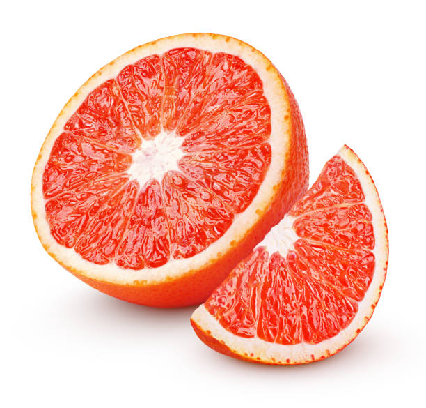 istock Half of blood red orange citrus fruit isolated on white 647424994