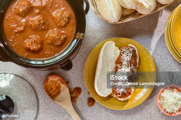 Homemade Meatball Grinder Stock Photo - Download Image Now - Crock Pot, Meatball, Meal