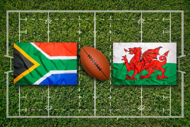 istock South Africa vs. Wales flags on rugby field 647442074