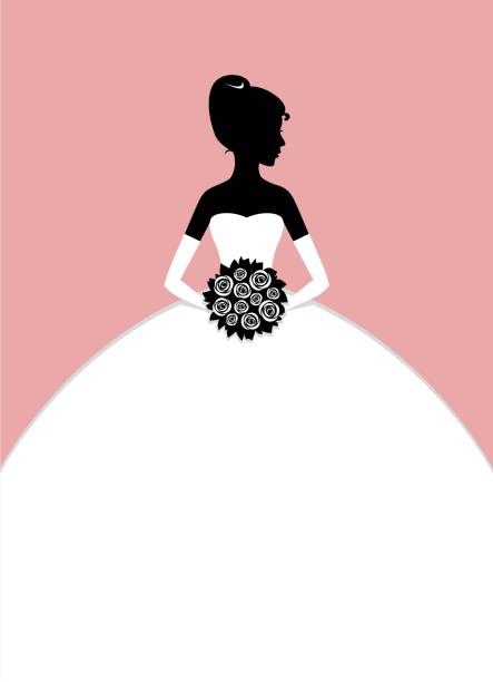 ilustrações de stock, clip art, desenhos animados e ícones de silhueta de noiva - wedding dress