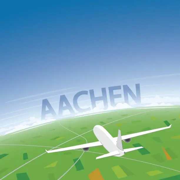 Vector illustration of Aachen Flight Destination