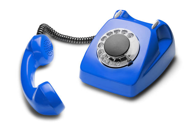 istock landline blue  phone on a isolated white background 647448830