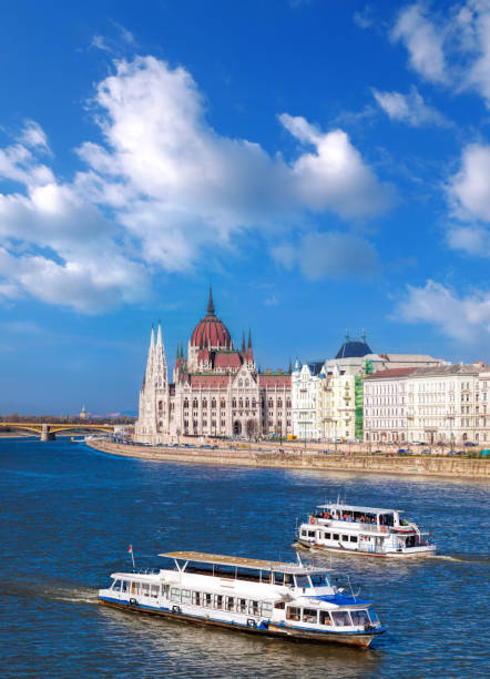 istock Budapest Parliament with boats on Danube river in Hungary 647451948