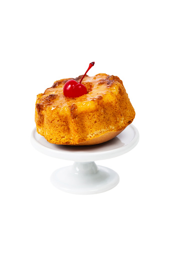 Pineapple Upside Down Muffins Isolated on White Background. Selective focus.