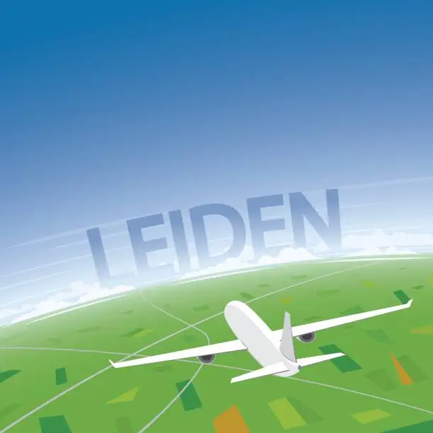 Vector illustration of Leiden Flight Destination