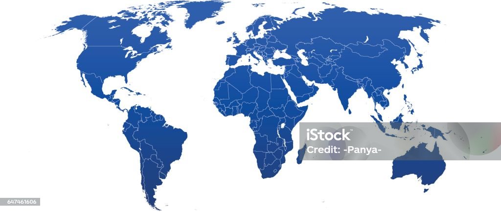 world map with counties and borders Detailed world map with counties and borders. Each country in a separate layer Africa stock vector