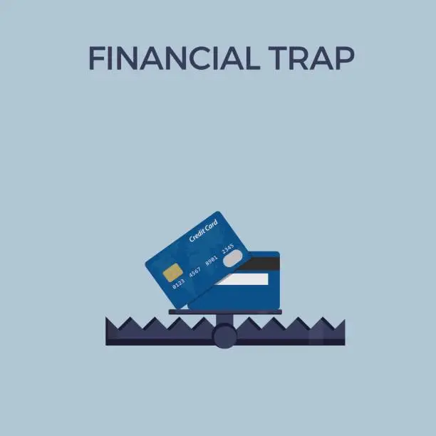 Vector illustration of Financial Trap Illustration, Debt Trap