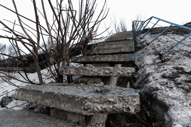 istock broken concrete stairs near the road 647474568