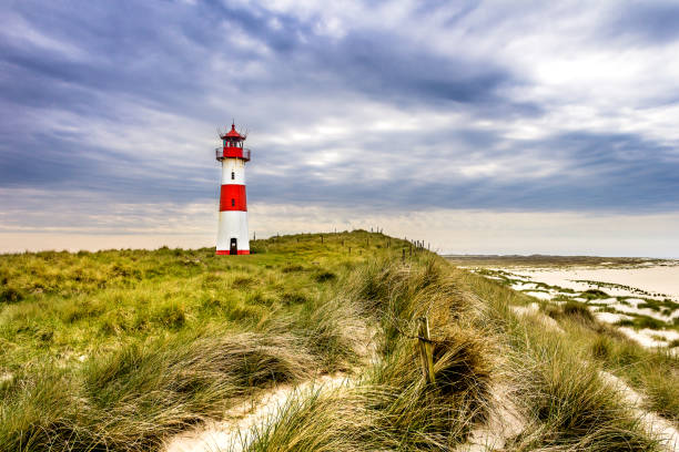 The lighthouse List Ost on the Ellenbogen of the island Sylt at the german northern sea coast