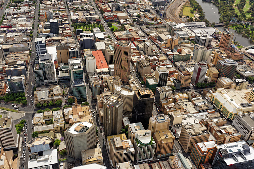 Aerial view of Adelaide CBD centre, South Australia