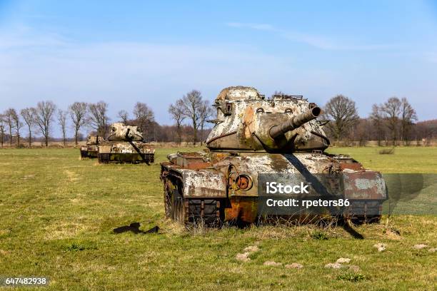 Tanks On A Meadow Near Sögel Stock Photo - Download Image Now - Meppen, Abandoned, Agricultural Field