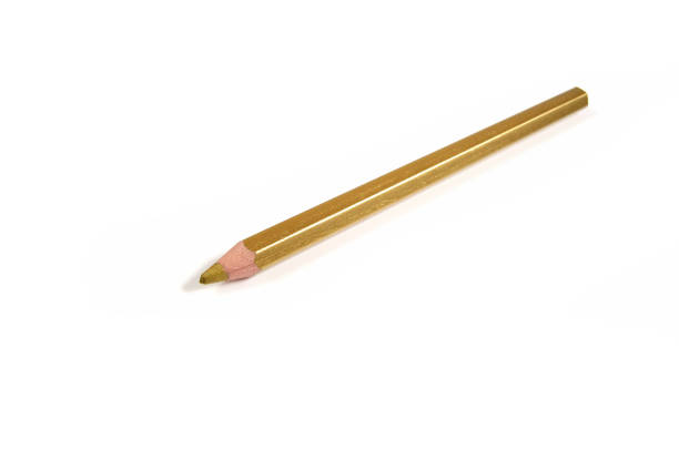 istock Golden pencil on a white background 647487868