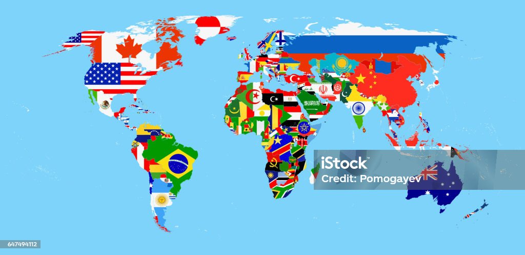 Fotw Map World Map With Flags Stock Illustration - Download Image Now - Abstract ...