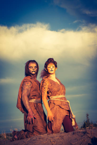 istock Anthropomorphic Lion and Cheetah Actors In The Desert 647494152