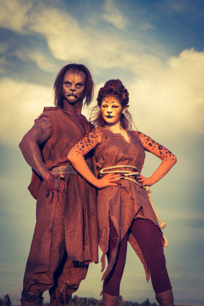istock Anthropomorphic Lion and Cheetah Actors In The Desert 647494172