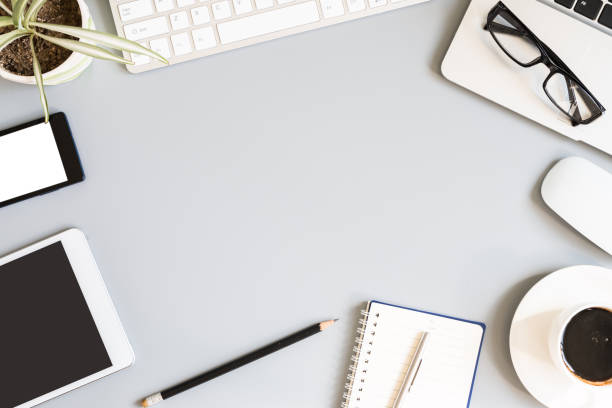 istock Office supplies at the table 647503908