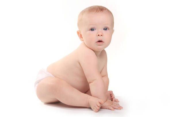 istock Happy Adorable Baby on a White Background 647519622