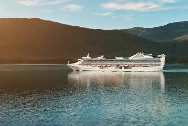 Photo of Cruise ship in Alaskan landscape