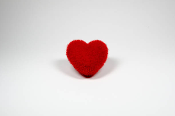 istock Red velvet fluffy heart Icon for love 647548556