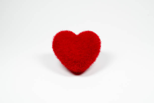 istock Red velvet fluffy heart Icon for love 647548570