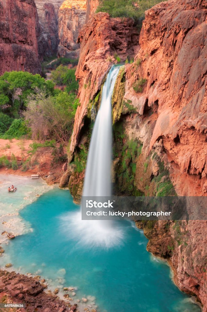 Havasu Falls, Supai, Grand Canyon National Park, Arizona Beautiful waterfall in the Grand Canyon, Arizona Arizona Stock Photo