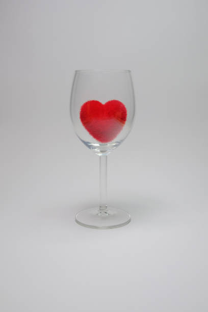 Red velvet fluffy heart in Stemware On a white background