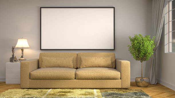 istock mock up poster frame in interior background. 3D Illustration 647548940
