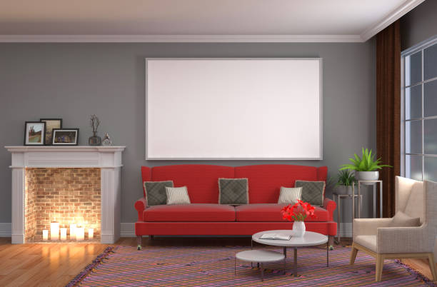 istock mock up poster frame in interior background. 3D Illustration 647548972