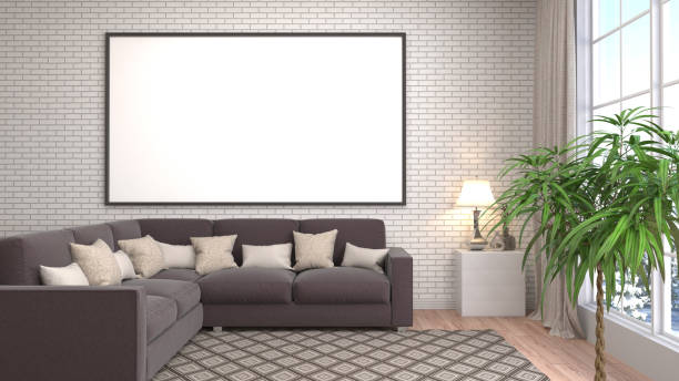 istock mock up poster frame in interior background. 3D Illustration 647551624