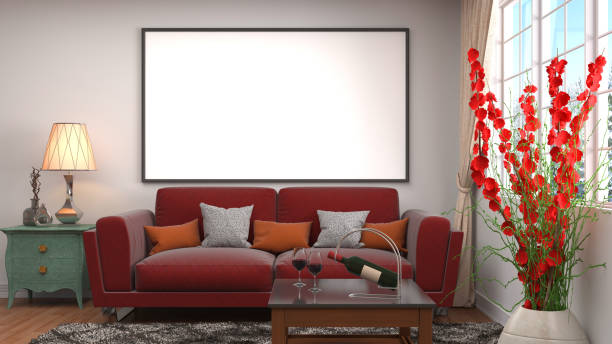 istock mock up poster frame in interior background. 3D Illustration 647551634