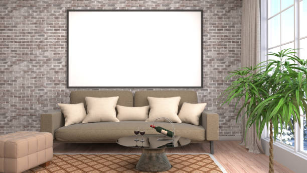 istock mock up poster frame in interior background. 3D Illustration 647551656