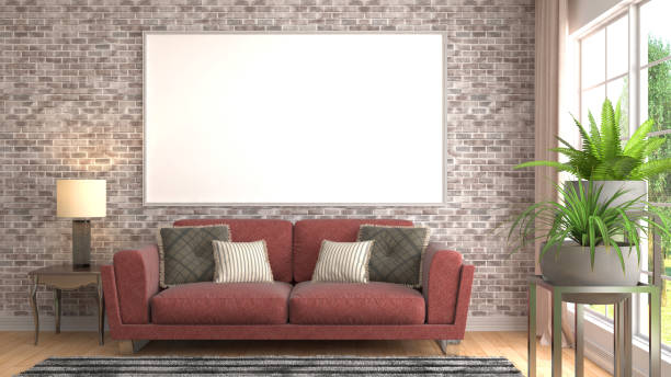 istock mock up poster frame in interior background. 3D Illustration 647552832