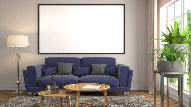istock mock up poster frame in interior background. 3D Illustration 647552876