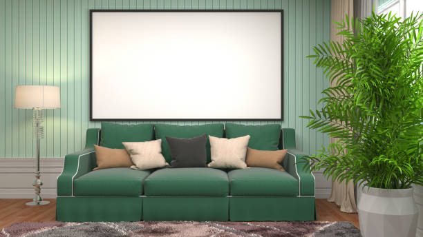 istock mock up poster frame in interior background. 3D Illustration 647556488