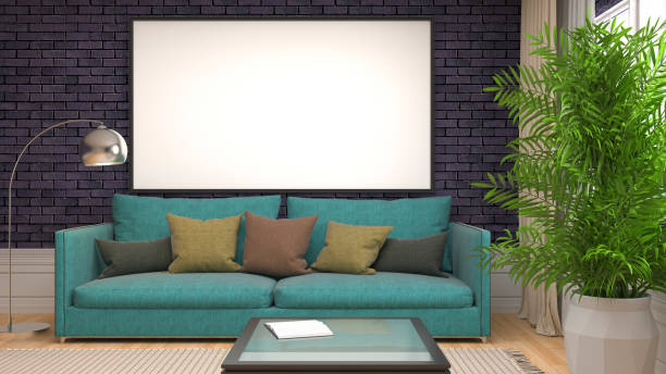 istock mock up poster frame in interior background. 3D Illustration 647556518