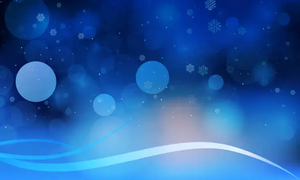 Vector illustration of New Year's background is blue with snowflakes