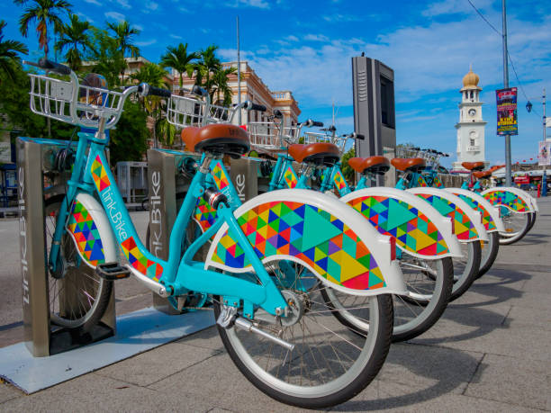 Penang, Malaysia - January 28, 2017: LinkBike service. Bike sharing is a transportation service which provides users point-to-point transportation for short distance trips