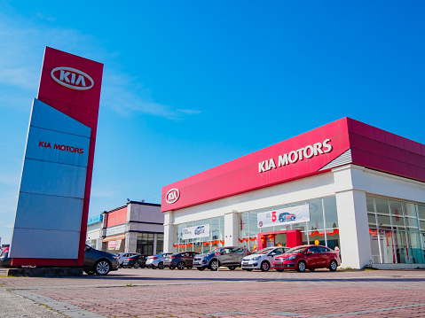 Auto City, Penang, Malaysia - January 29, 2017: Office of official dealer KIA Motors. Kia Motors is South Korea's second-largest automobile manufacturer
