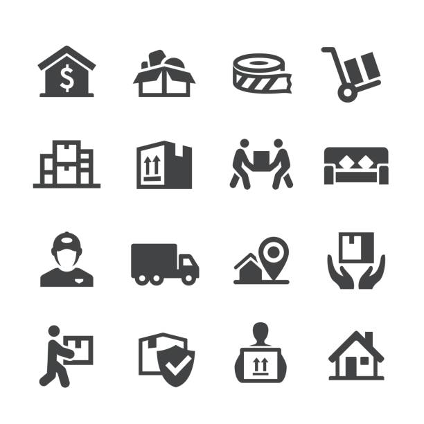 Moving Icons - Acme Series Moving Icons warehouse icons stock illustrations