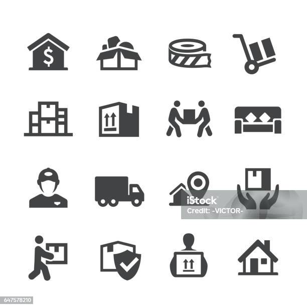 Moving Icons Acme Series Stock Illustration - Download Image Now - Icon Symbol, Relocation, Box - Container