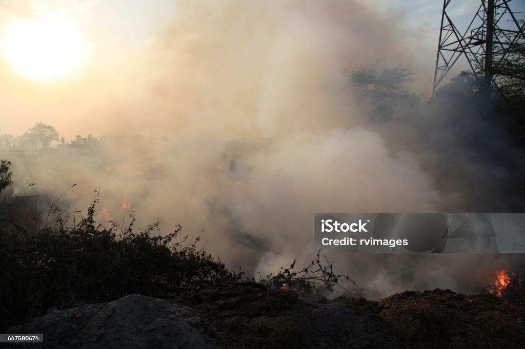 Air Pollution Environmental damage with smoke pollution. Abstract Stock Photo