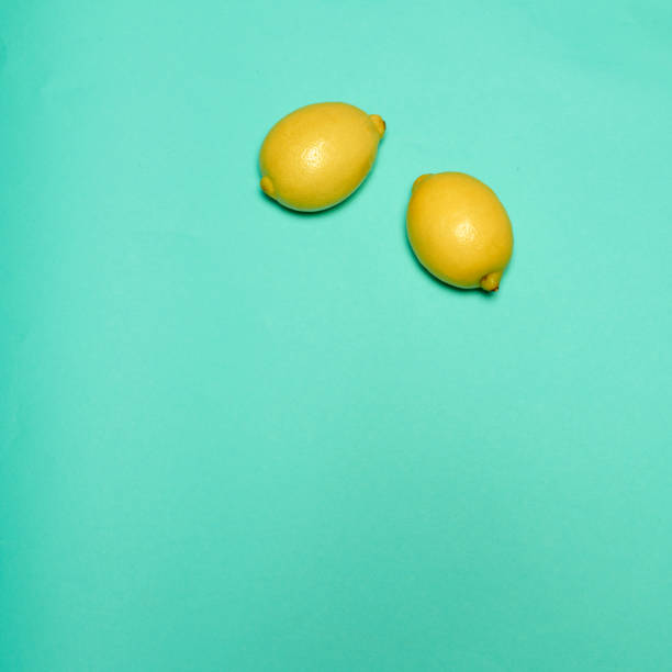 Lemons on blue background