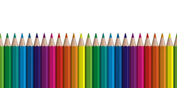 Vector illustration of seamless colored pencils row