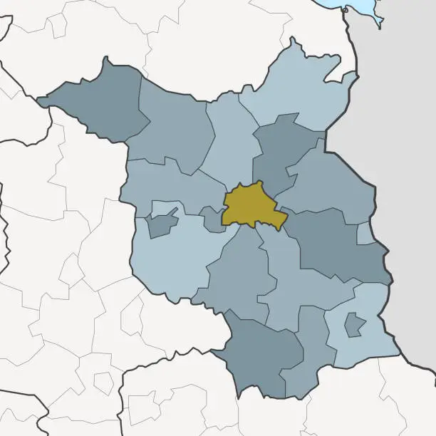 Vector illustration of Map of Brandenburg with neighboring federal states