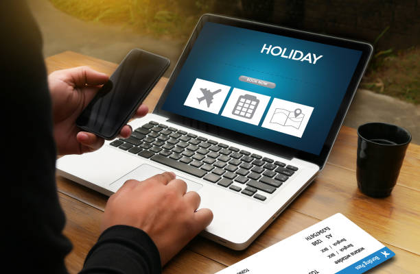 istock touch Online holiday reservation booking interface to go trip HOLIDAY 647589592