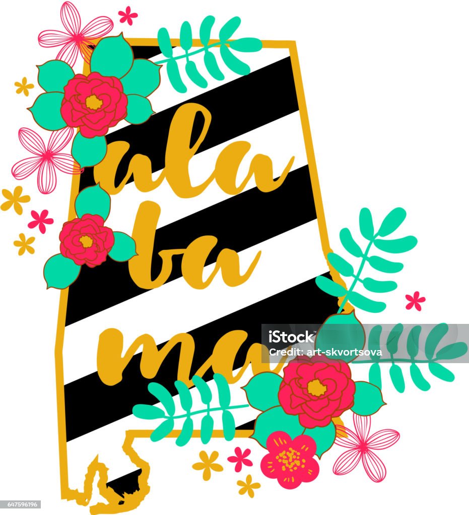 Alabama Map Creative Alabama State Map Creative Vector Typography Lettering Composition ...
